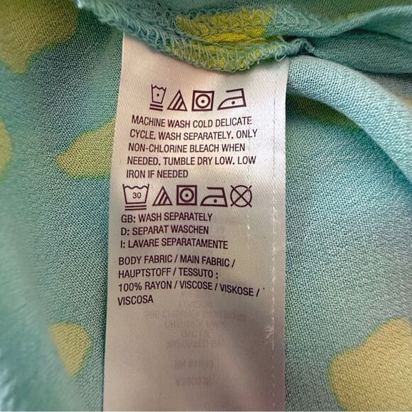 All Worthy Aqua Yellow Kimono Cardigan, Size XS Abstract Polka Dot Print - Picture 6 of 7